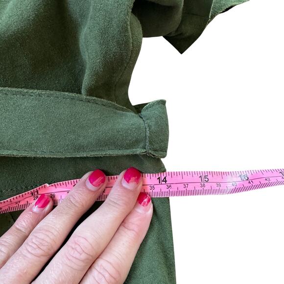 Rachel Zoe Seine Belted Olive Green Goat Suede Dress a/s/o Meghan Markle - Picture 13 of 14